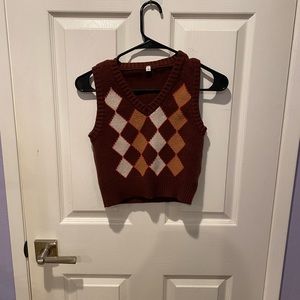 Romwe Argyle Sweater Vest